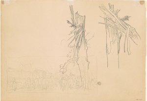 Twee Gebroken Bomen; en Studie voor "De Weg" [verso] door John Singer Sargent