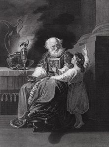 Samuel voor Eli (gravure) door John Singleton (after) Copley