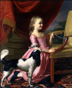 Jonge vrouw met vogel en hond door John Singleton Copley