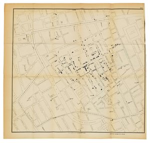 Een kaart uit "Over de wijze van communicatie van cholera", 1855 door John Snow