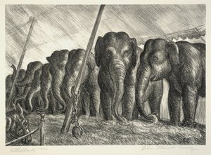 Circus Olifanten door John Steuart Curry