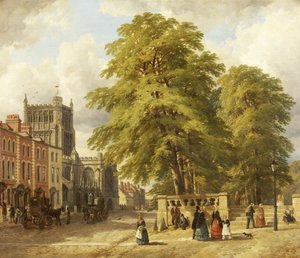 Uitzicht op College Green door John Syer