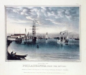 Philadelphia vanaf de marinewerf, c.1840