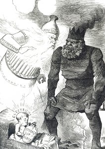 Cartoon over de kindertijd van elektriciteit door John Tenniel