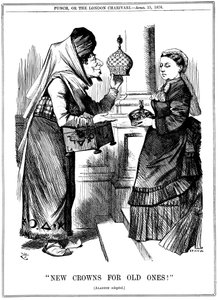 Nieuwe kronen voor oude!, Benjamin Disraeli biedt de kroon van India aan koningin Victoria, 1876