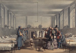 Koningin Victoria en Prins Albert bezoeken gewonde soldaten in de Krimoorlog, in Brompton Hospital, Chatham, 1855 door John Tenniel