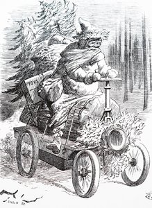 Kerstman racet door de sneeuw