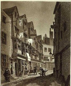 Zicht op het Zuidelijke Uiteinde van Thieving Lane (de laatste jaren Bow Street genoemd), getekend 1807, gegraveerd door W.M. Fellows, uitgegeven 1807 (gravure) door John Thomas (after) Smith