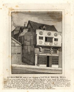 Een oud Tudor-huis op Little Tower Hill, Londen