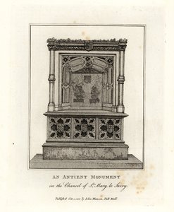 Oud monument in het koor van St Mary le Savoy (nu de Savoy Chapel) door John Thomas Smith