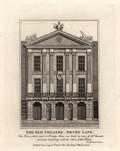 Voorzijde van het oude theater, Drury Lane door John Thomas Smith