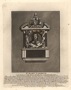 Grafbeeld van Robert Scott, legerofficier in de Zweedse en Deense diensten en militaire uitvinder, overleden 1631, St Mary Lambeth door John Thomas Smith