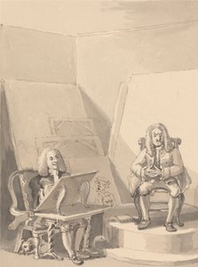 Hogarth Maakt een Portret van H. Fielding, voor een Boekverkoper, van de Gelaatstrekken van Garrick die een van de Pruiken van de Auteur Leende voor het Specifieke Doel omdat er Geen Echt Portret van Hem Was door John Thomas Smith