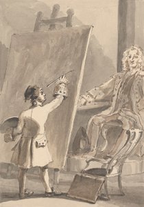 Hogarth schildert zijn portret van kapitein Coram voor het Foundling Hospital