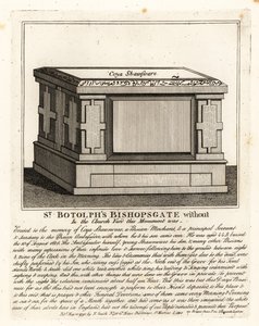 Moslim grafmonument in altaarstijl voor Coya Shawsware, of Khwaja Shahsuwar (1582-1626), een koopman en secretaris van Nogdi beg de Perzische ambassadeur, voorheen in St Botolphs, Bishopsgate
