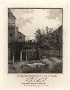 Overblijfselen van de Romeinse Londense muur in de kerk van St Giles, Cripplegate door John Thomas Smith