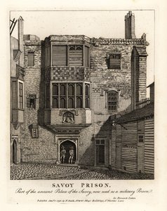 Savoy Gevangenis, deel van het oude Paleis van de Savoy, gebruikt als militaire gevangenis in de 18e eeuw