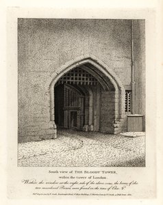 Zuidelijk uitzicht op de Bloody Tower binnen de Tower of London door John Thomas Smith