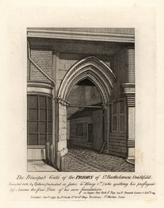 De Hoofdpoort van de Priorij van St Bartholomew, Smithfield door John Thomas Smith