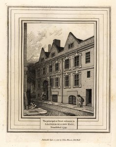 De hoofd- of straatingang naar Leathersellers Hall, gesloopt in 1799 door John Thomas Smith