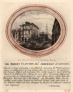 De westelijke gevel van de Wiskundeschool, Christs Hospital door John Thomas Smith
