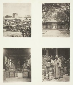 Een pandjeshuis in Canton, Honam Tempel, Canton, Tempel van Vijfhonderd Goden, Canton..., ca. 1868