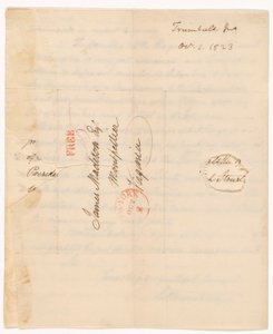 Brief van John Trumbull (1756-1843) aan President Madison gedateerd 1 okt. 1823
