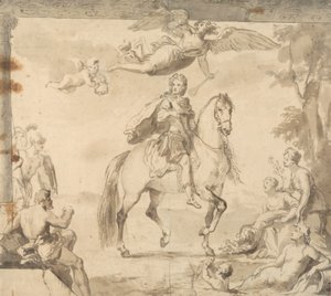 Voorbereidende Studie voor de Decoratie "Ruiterportret van George I" door John Vanderbank