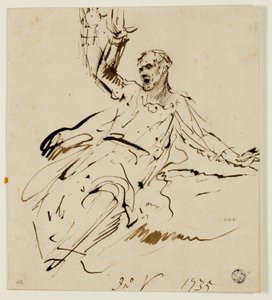 Zittende Mannelijke Figuur met Opgeheven Arm