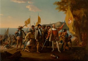 De landing van Columbus, tweede helft van de 19e eeuw