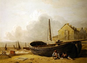 Een vissersboot op het strand van Hastings