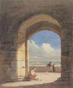 Een boog op Holy Island, Northumberland, 1809 door John Varley