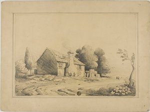 Huisje naast pad