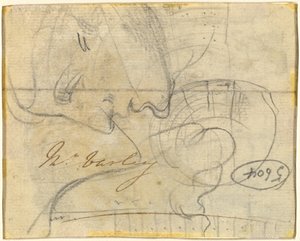 Studie van een Hoofd in Profiel (verso) door John Varley