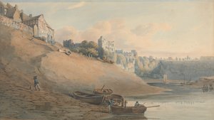 Uitzicht op Chepstow Castle, Monmouthshire, van Onder de Brug