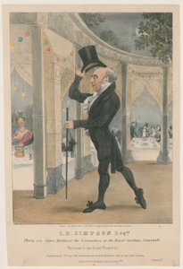 C H Simpson Esquire, ceremoniemeester in de Royal Gardens, Vauxhall