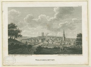Wolverhampton - Zuidwestaanzicht: gravure, nd [ca. 1796] door John Walker