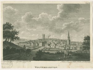 Wolverhampton - Zuidwestelijk uitzicht: gravure, nd [ca. 1796] door John Walker