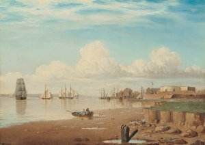 Schepen op de Humber en het Zuidelijke Blokhuis, vroege jaren 1830 door John Ward
