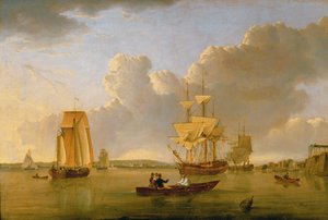 Deptford aan de Theems met een verre blik op Greenwich