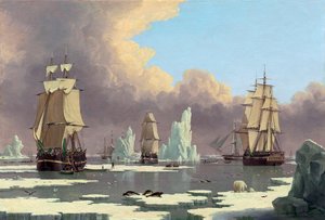 De Noordelijke Walvisvangst: De Zwaan en Isabella, ca. 1840 door John Ward of Hull