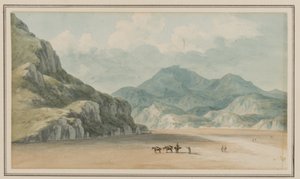 Uitzicht op de Fraeth Mawr Sands, richting Snowdon, bij het oversteken tussen Penmorsa & Cynant, Merionethshire, 21 juli 1795