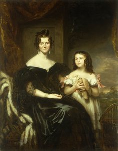 Portret van een elegante dame en haar dochter door John Watson Gordon