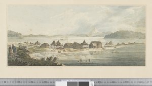 Een Uitzicht op de Stad en Haven van St. Peter en St. Paul in Kamtsjatka, c.1783-84 door John Webber
