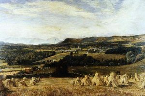 Cartmel Priory en Langdale Pikes door John William Buxton Knight