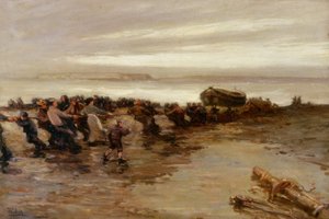 Het binnenhalen van de reddingsboot, Holy Island