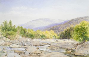 Landschap: Uitzicht op Catskill Creek door John William Hill