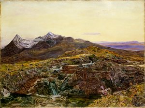 Cuillin Ridge, Skye, vanaf Sligachan, 1855 door John William Inchbold