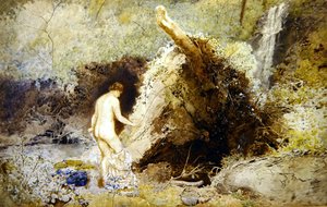 Landschap met badende figuur