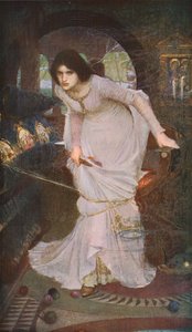 De dame van Shalott kijkt naar Lancelot, 1894, c1930 door John William Waterhouse